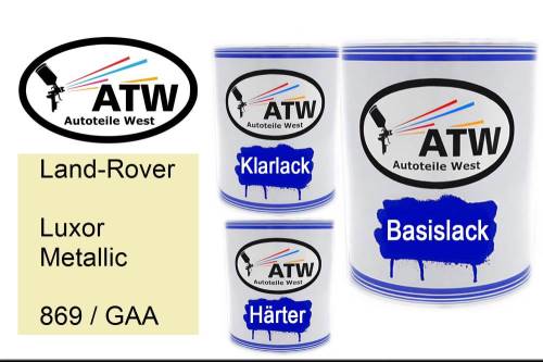 Land-Rover, Luxor Metallic, 869 / GAA: 1L Lackdose + 1L Klarlack + 500ml Härter - Set, von ATW Autoteile West.